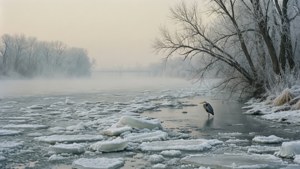 Winter Heron Stillness