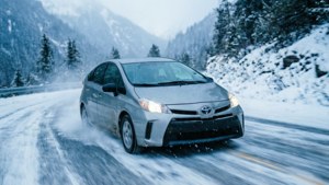 Winter Mountain Prius