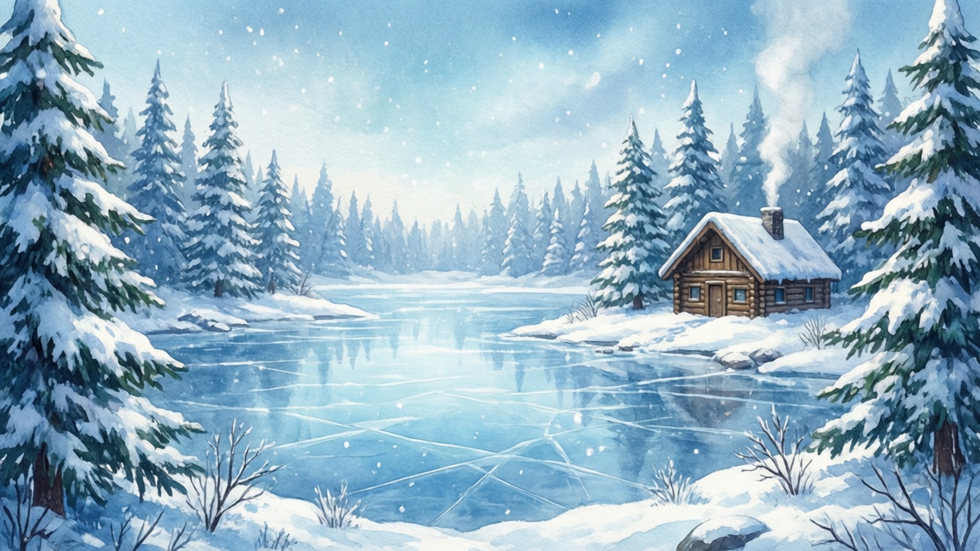 Winter Overworld Cabin by Wallpapers.art Studio