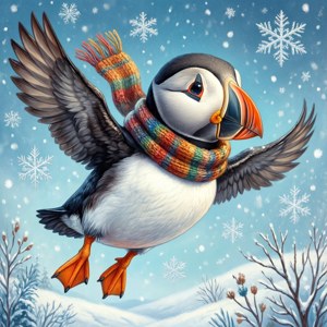Winter Puffin Flight