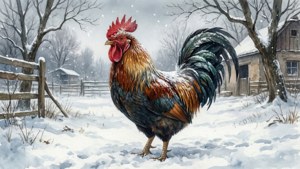 Winter Rooster Scene