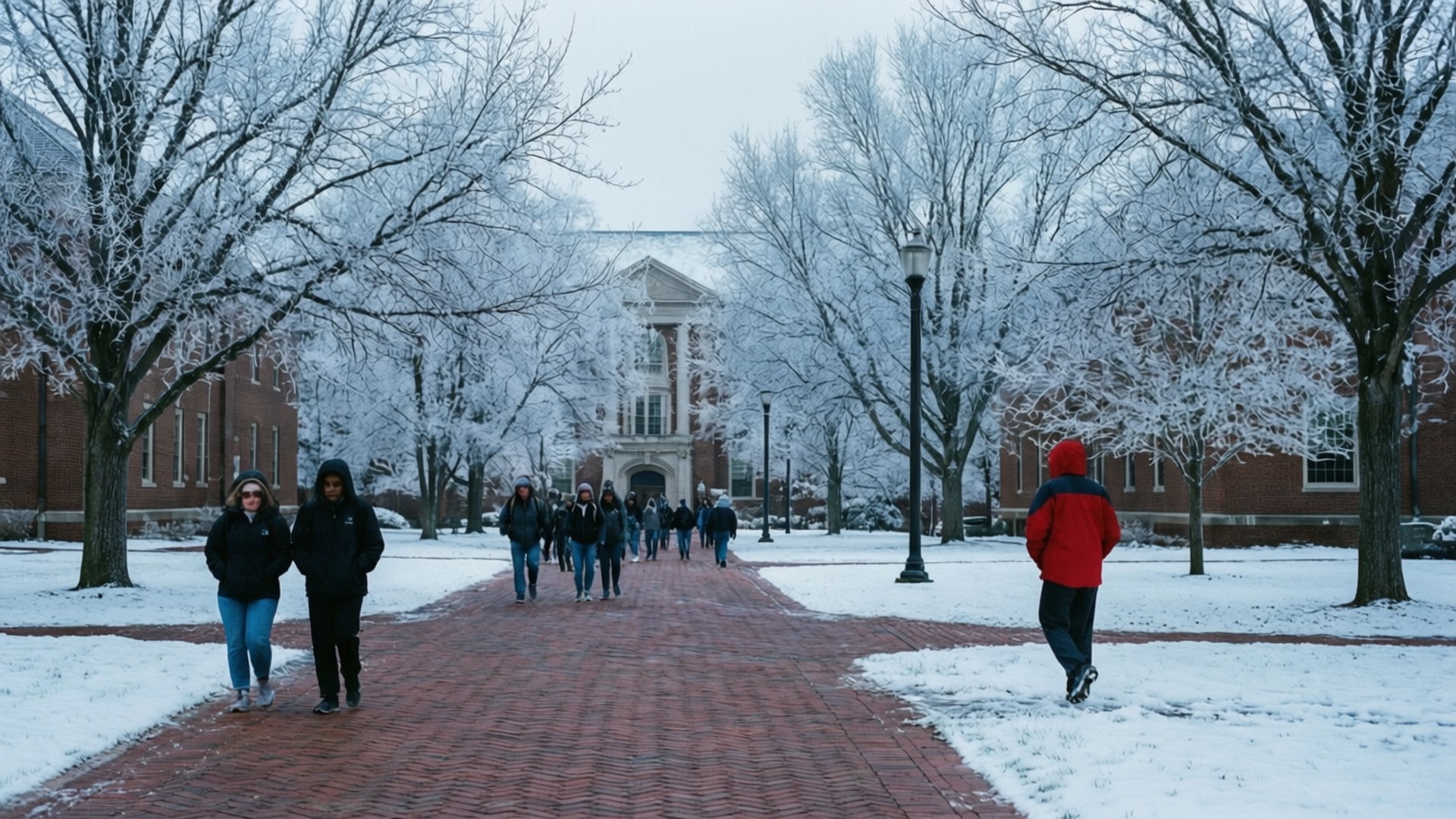 Winter Silence on Campus by Wallpapers.art Studio