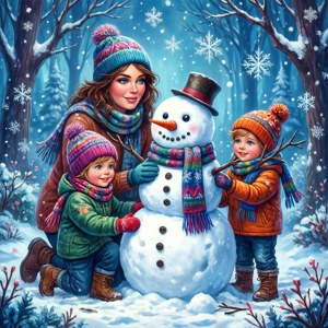 Winter Snowman Building
