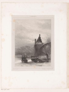 Wintergezicht met stadsmuur