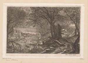 Winterlandschap met bevroren rivier