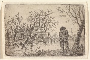 Winterlandschap met figuren
