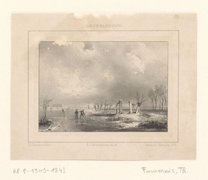 Winterlandschap met figuren op het ijs