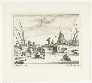 Winterlandschap met ijsvermaak