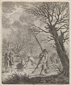 Winterlandschap met schaatser