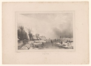 Winterlandschap met schaatsers