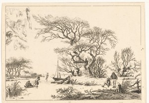 Winterlandschap met schaatsers