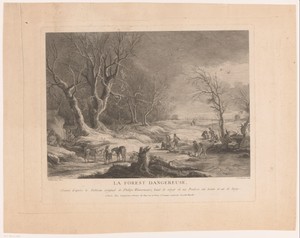 Winters landschap met aangevallen figuren