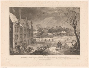 Winterse dorpsscène