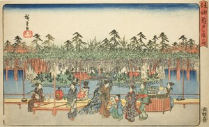 Wisteria at Kameido (Kameido Tenjin fuji hana), from the series "Famous Places in the Eastern Capital (Toto meisho)"