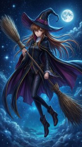 Witch in the Night Sky