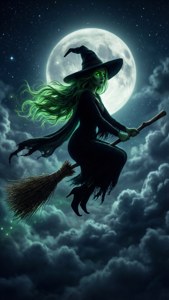 Witch in the Night Sky