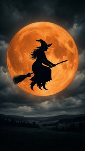 Witch Silhouette Moon