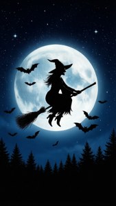 Witch Silhouette Moon