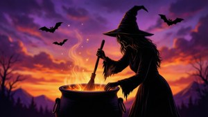 Witch Silhouette Sunset