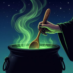 Witch Stirring Cauldron