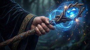 Wizard Grasping Staff
