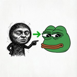 Wojak Points at Pepe