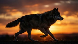 Wolf at Sunset Negative