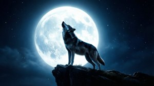 Wolf Howling at Moon