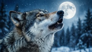 Wolf Howling at Moon