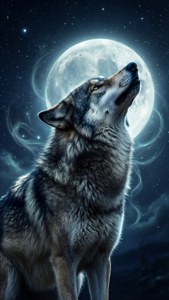 Wolf Howling at Moon