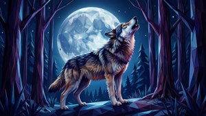 Wolf Howling at Moon