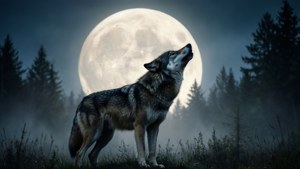 Wolf Howling Moon