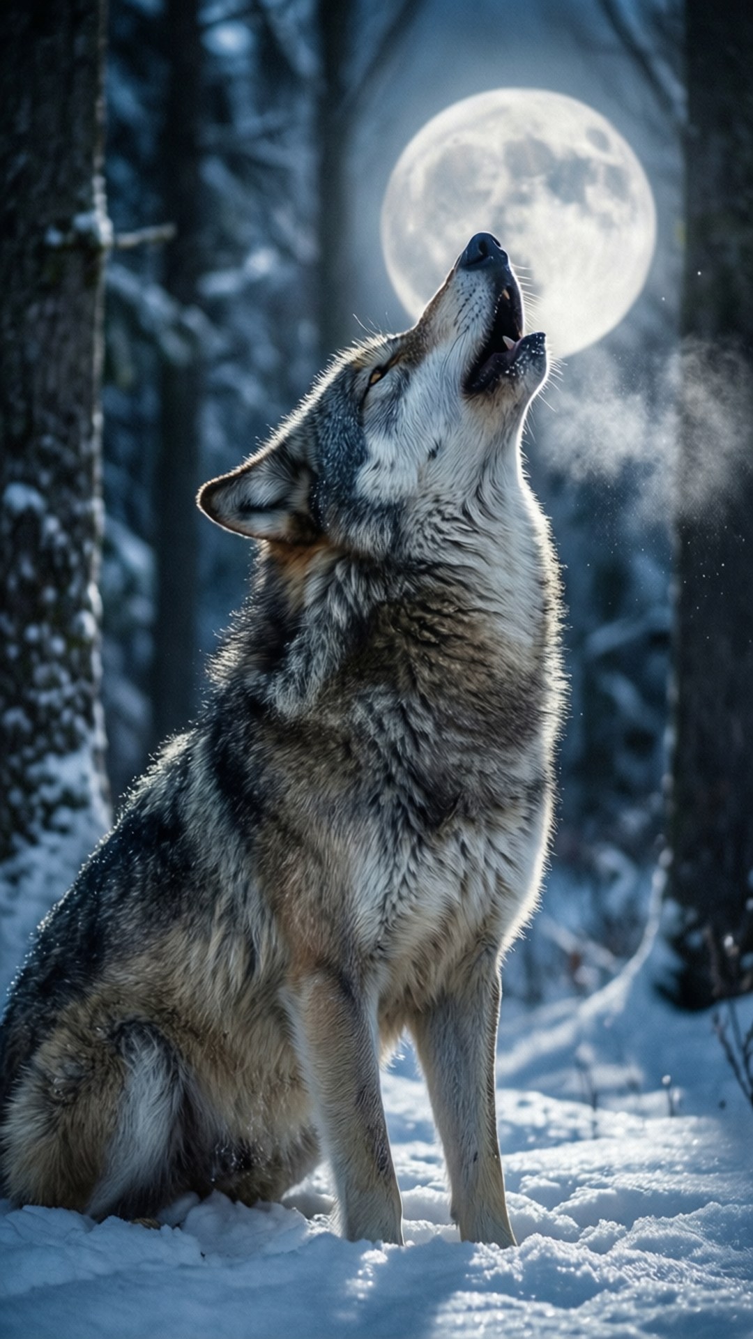 Wolf Howling Moon by Wallpapers.art Studio