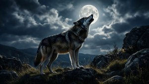 Wolf Howling Moon