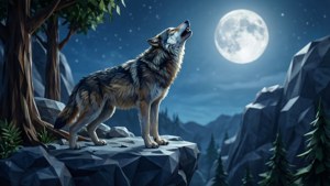 Wolf Howling Moon