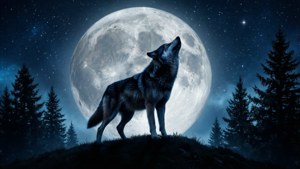 Wolf Howling Moon