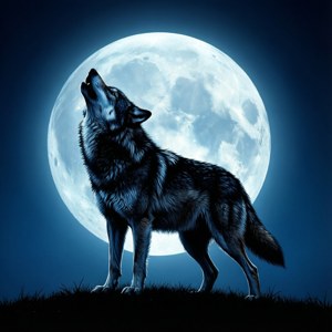 Wolf Howling Moon