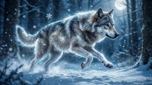 Wolf in Snowy Forest