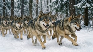 Wolf Pack in Snow