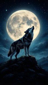 Wolf Under Full Moon