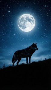 Wolf Under Full Moon