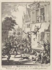 Wolfert van Borselen te Delft uit het venster geworpen en vermoord, 1299