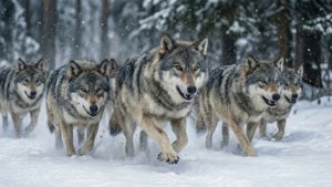 Wolves in Snow