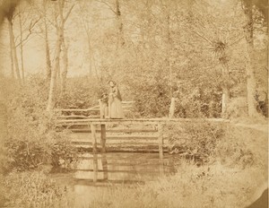[Woman and girl on bridge]