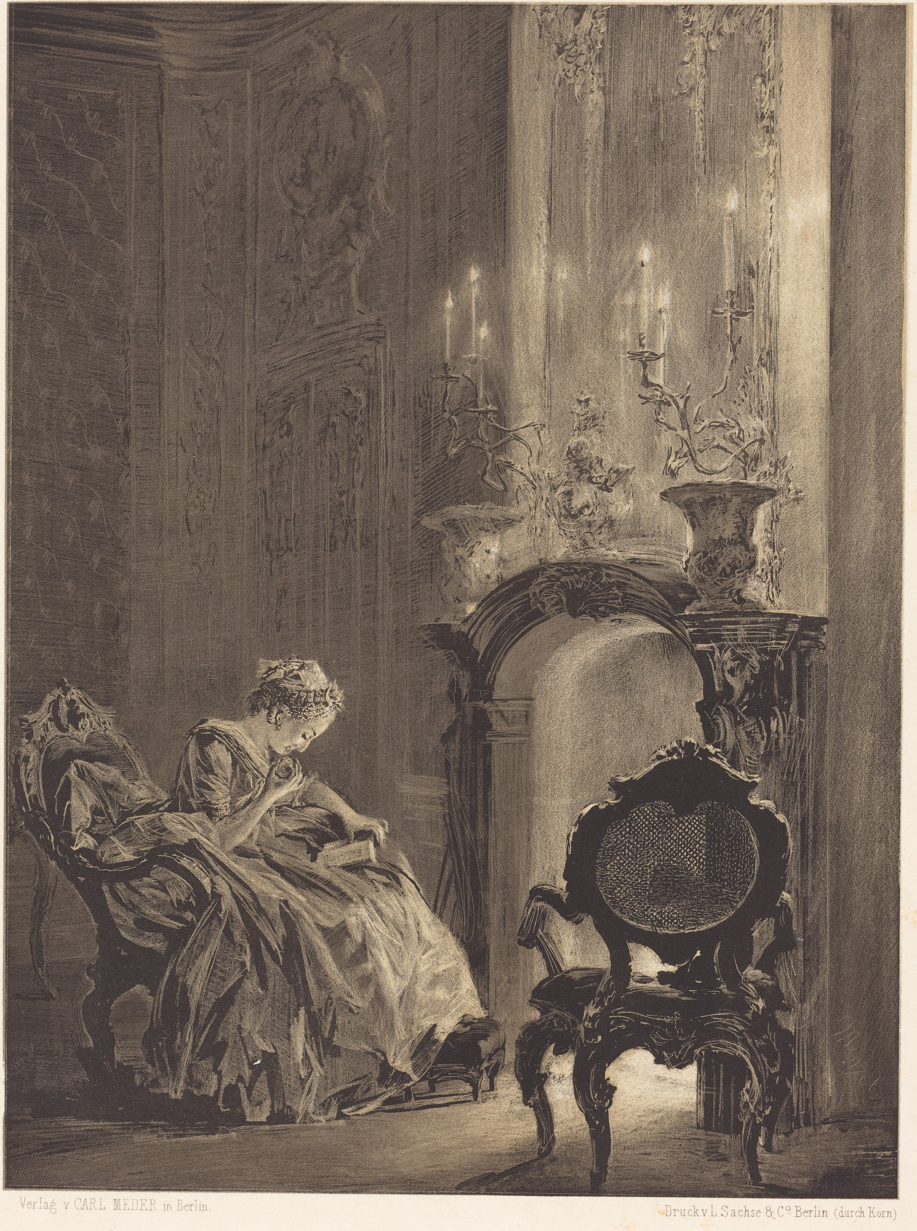 Woman before a Fire by Adolph Menzel