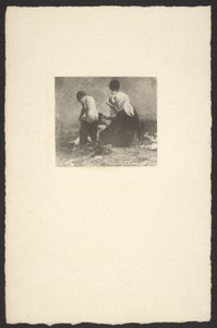 [Woman dressing a child]