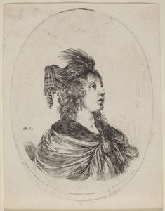 Woman in a Feathered Turban, Turned to the Right