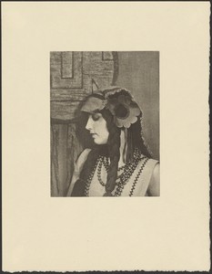 [Woman in Bohemian Outfit with Large Flower in Hair]
