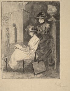 Woman Sketching at a Museum