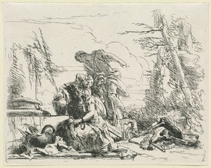 Women and Men Regarding a Burning Pyre of Bones